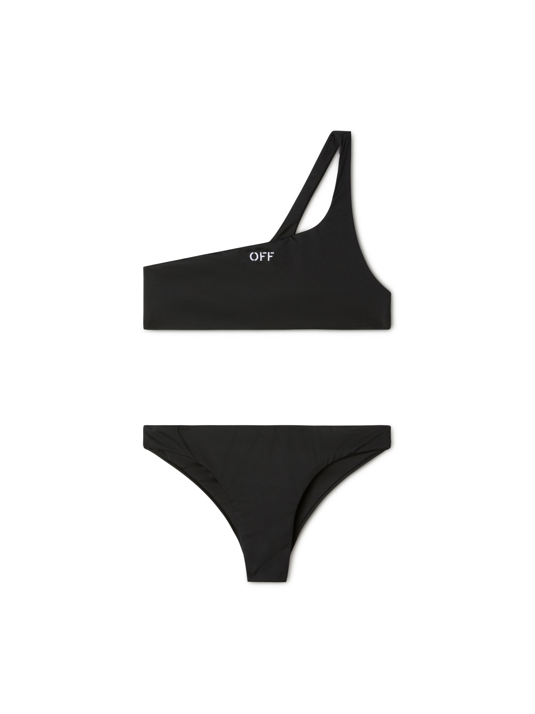 OFF WHITE Black Stamp One-Shoulder Bikini BLACK OWFE012C99FAB002