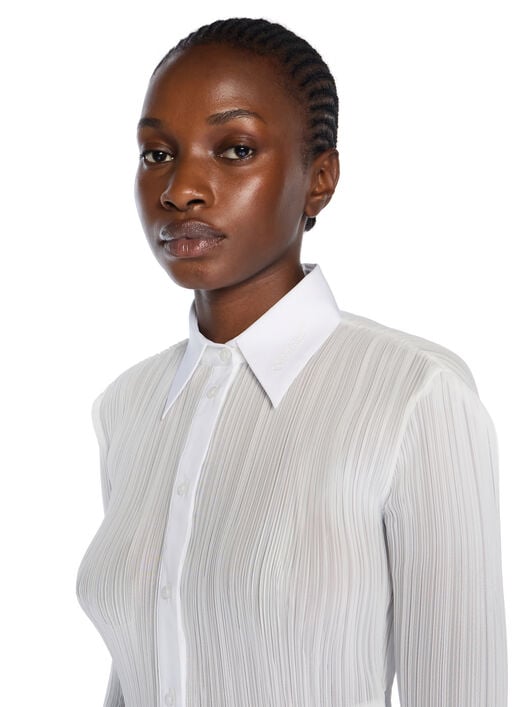 Plisse Long Sleeve Shirt OFF WHITE Plisse Long Sleeve Shirt WHITE - WHITE OWGE02LF25FAB001