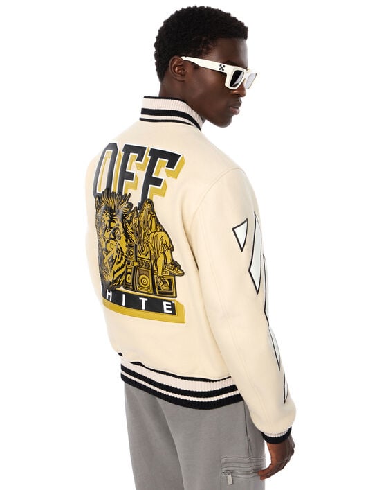 Lion Wool Varsity Jacket OFF WHITE Lion Wool Varsity Jacket FROZEN DEW OMEH053F25FAB002
