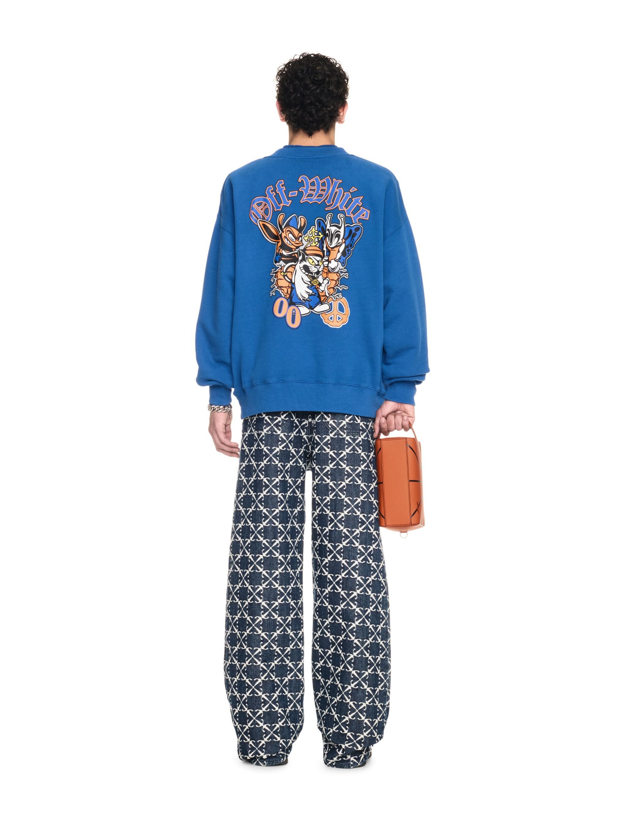 OFF WHITE Gang Skate Crewneck BLUE OMBA054F24FLE006