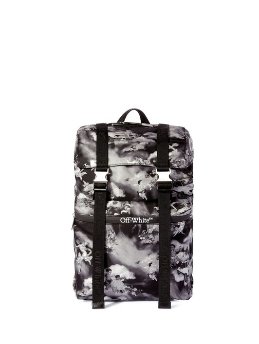 OFF WHITE Black Fresco Print Outdoor Backpack BLACK OMNB111S25FAB001