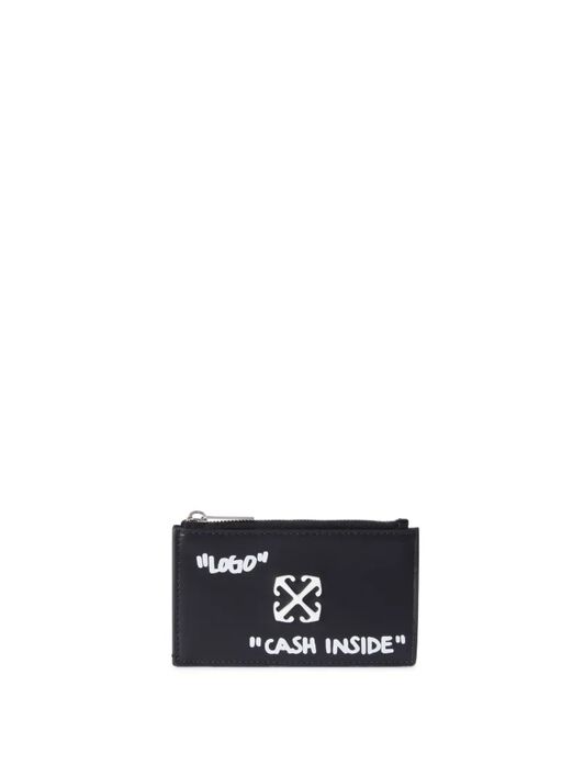 OFF WHITE Portacarte Jitney Nero Con Scritta E Zip NERO OWND047C99LEA001