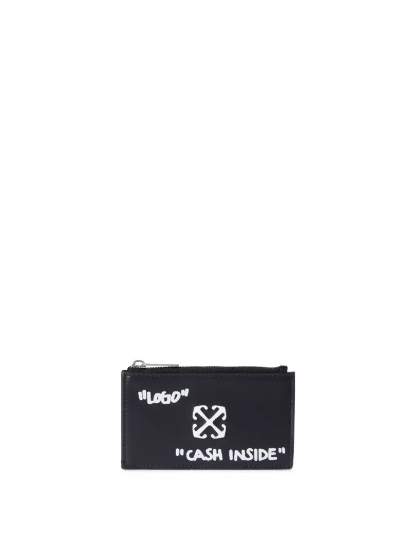 OFF WHITE Portacarte Jitney Nero Con Scritta E Zip NERO OWND047C99LEA001