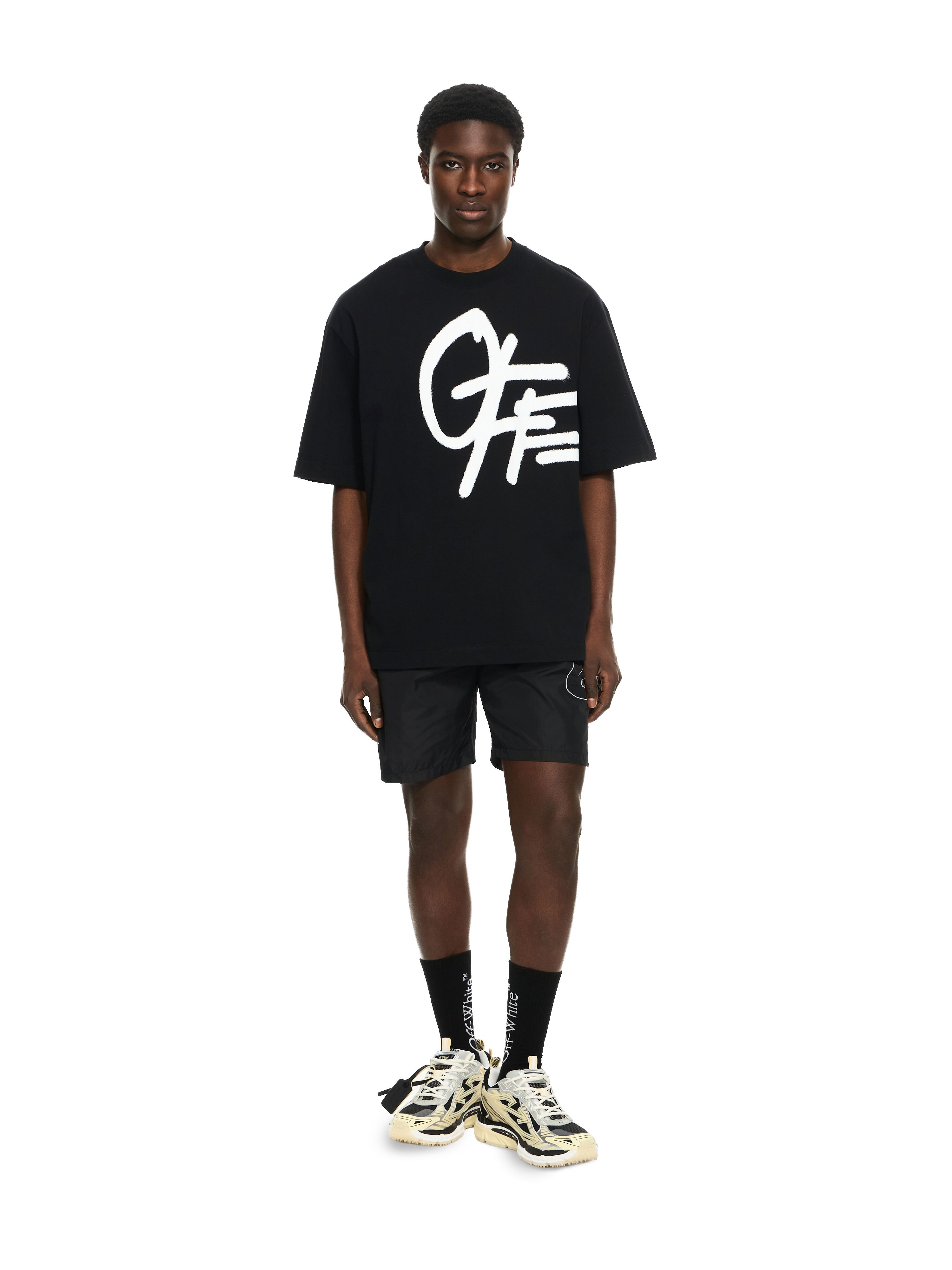 OFF WHITE Spray Logo Skate T-shirt BLACK 44MAA120S26J00L