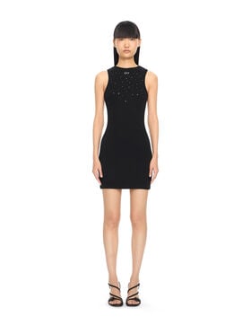 OFF WHITE OW X Swarovski Ribbed Rowing Dress BLACK 2DB463S26JER001