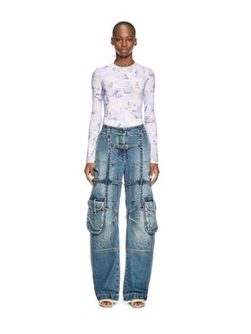 OFF WHITE Top Bianco A Maniche Lunghe Con Motivo Affresco VIOLA OWAD136S25JER003