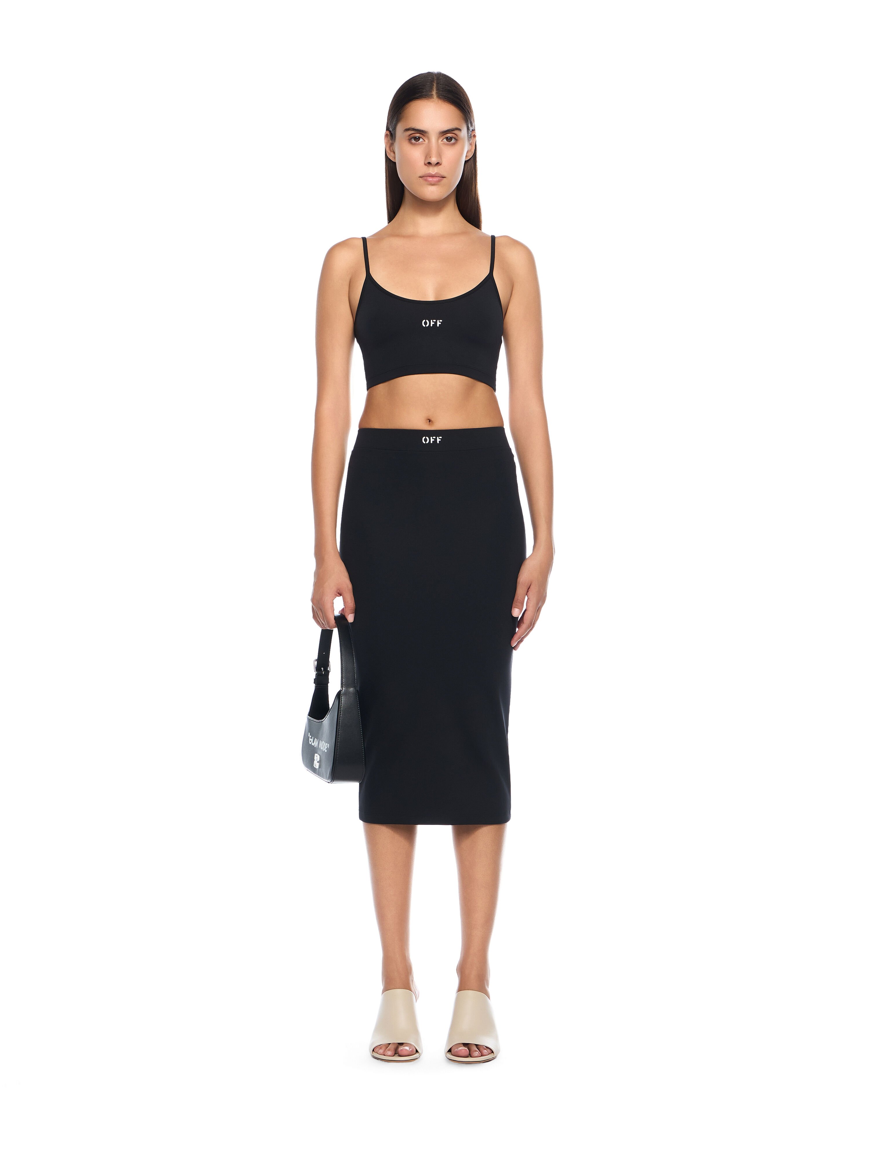 OFF WHITE Sleek Spaghetti Strap Top BLACK-WHITE OWAD26YF25JER001