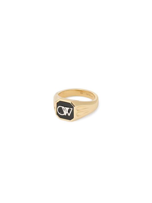 OFF WHITE OW Monogram Signet Ring BLACK RHODIUM C07883