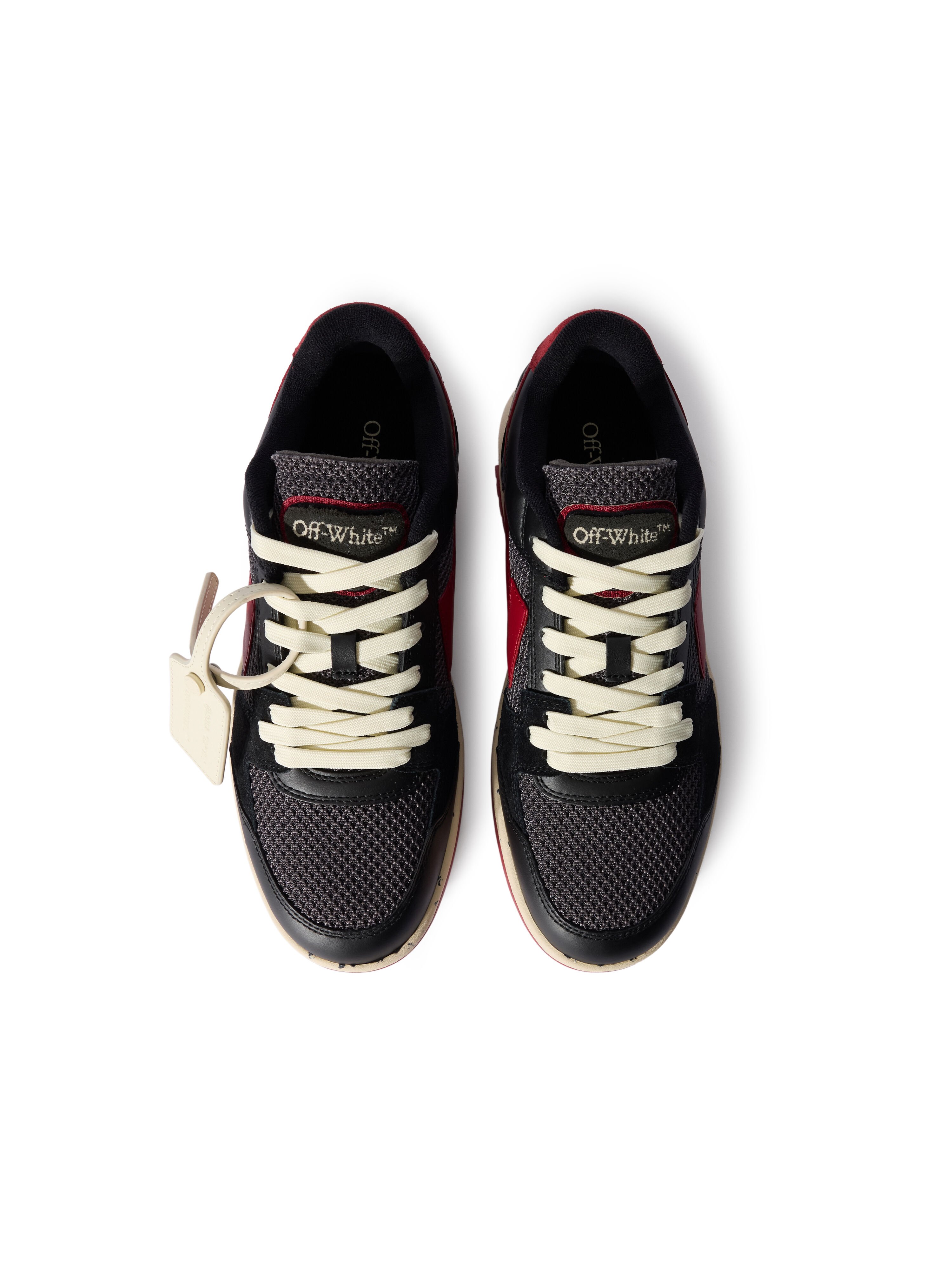 OFF WHITE Out Of Office Slim Sneakers GREY MELANGE - CORAL RED OMIA243F25LEA001