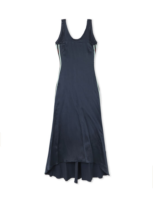 OFF WHITE Satin Backless Midi Dress Night Sky-Haute Red 2DB56NS26FAB001