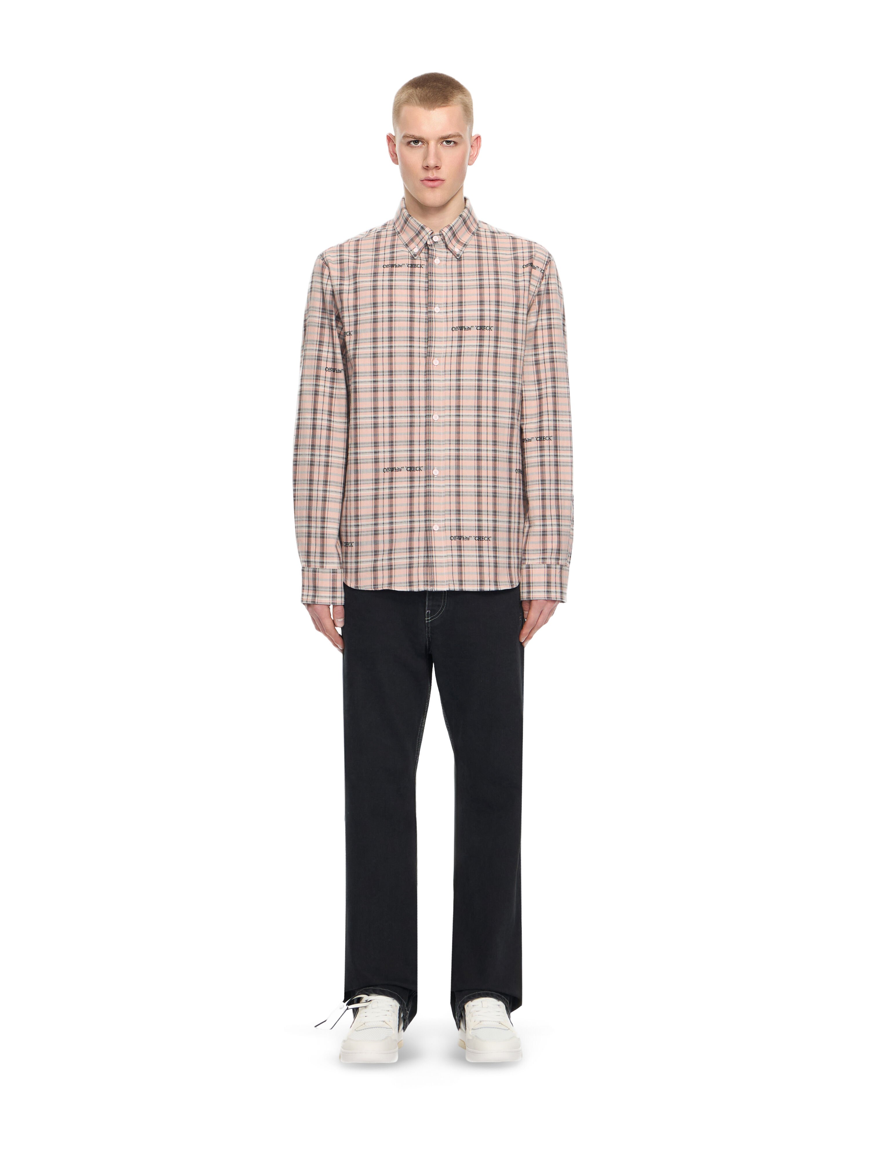 OFF WHITE Marker Check Flan Reg Shirt MAUVE MORN 44XGE04MS26F001