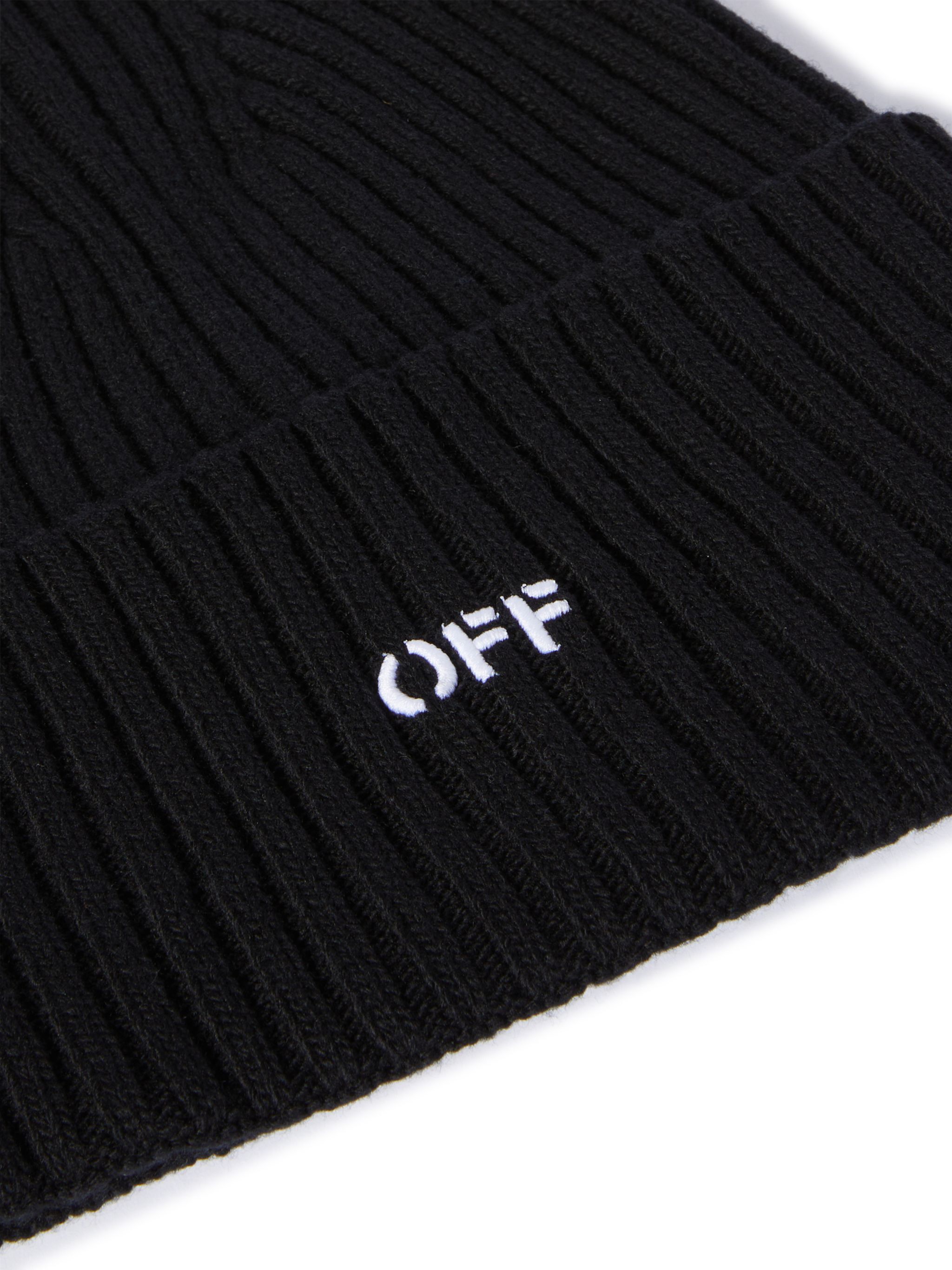 OFF WHITE Black Stamp Loose Beanie BLACK OWLC018C99KNI004