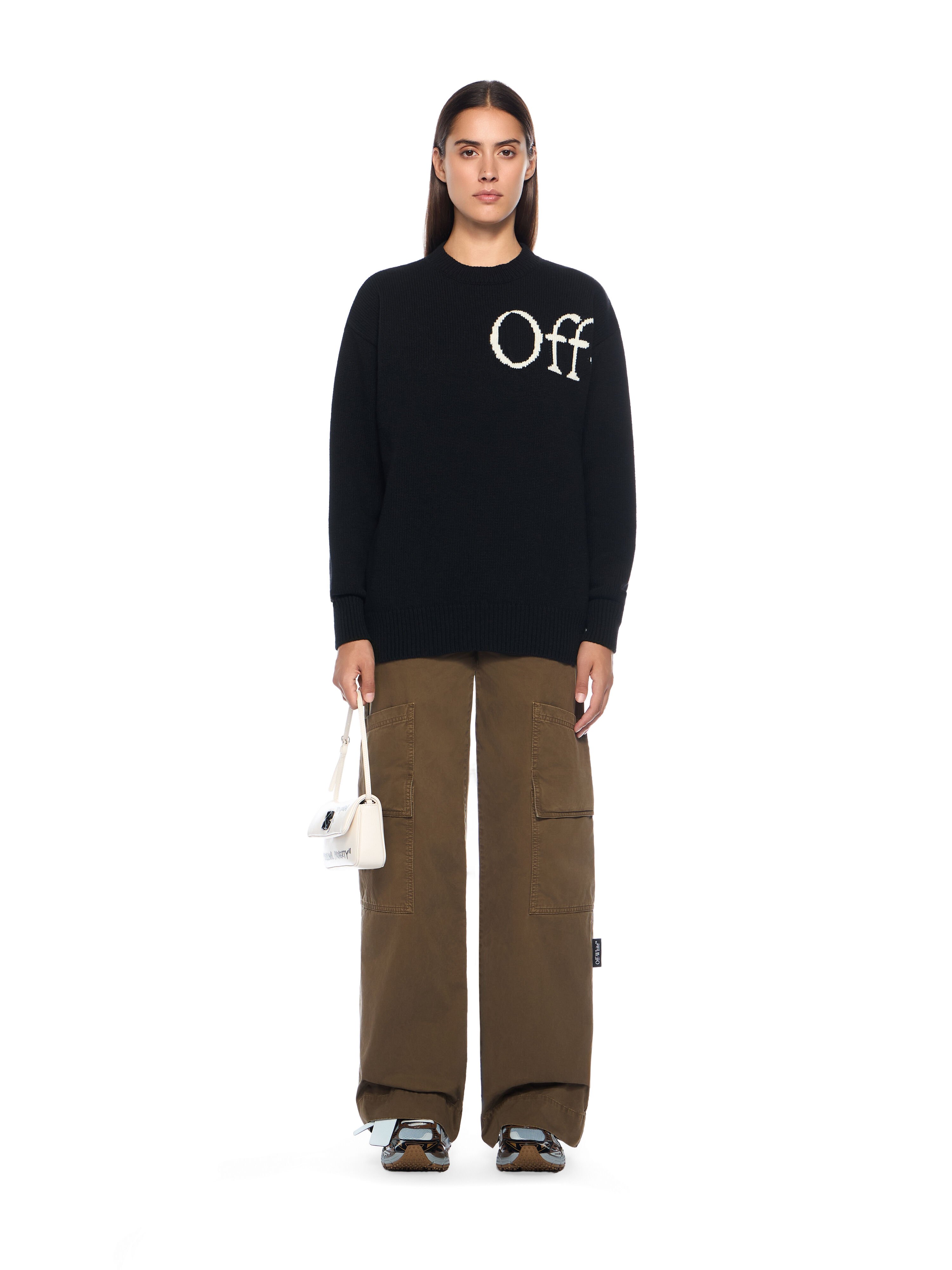 OFF WHITE Bookish Shared Knit Crewneck BLACK - WHITE OWHE10OF25KNI002