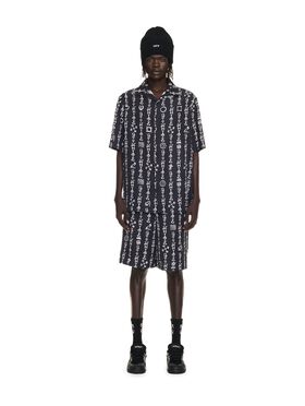 OFF WHITE Schwarzes Bowling-Hemd mit Schriftzug SCHWARZ OMGG013F24FAB004