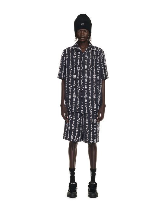 OFF WHITE Schwarzes Bowling-Hemd mit Schriftzug SCHWARZ OMGG013F24FAB004
