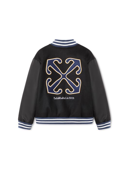 OFF WHITE Ow Patch Varsity Jacket BLACK OBEH001S25FAB003