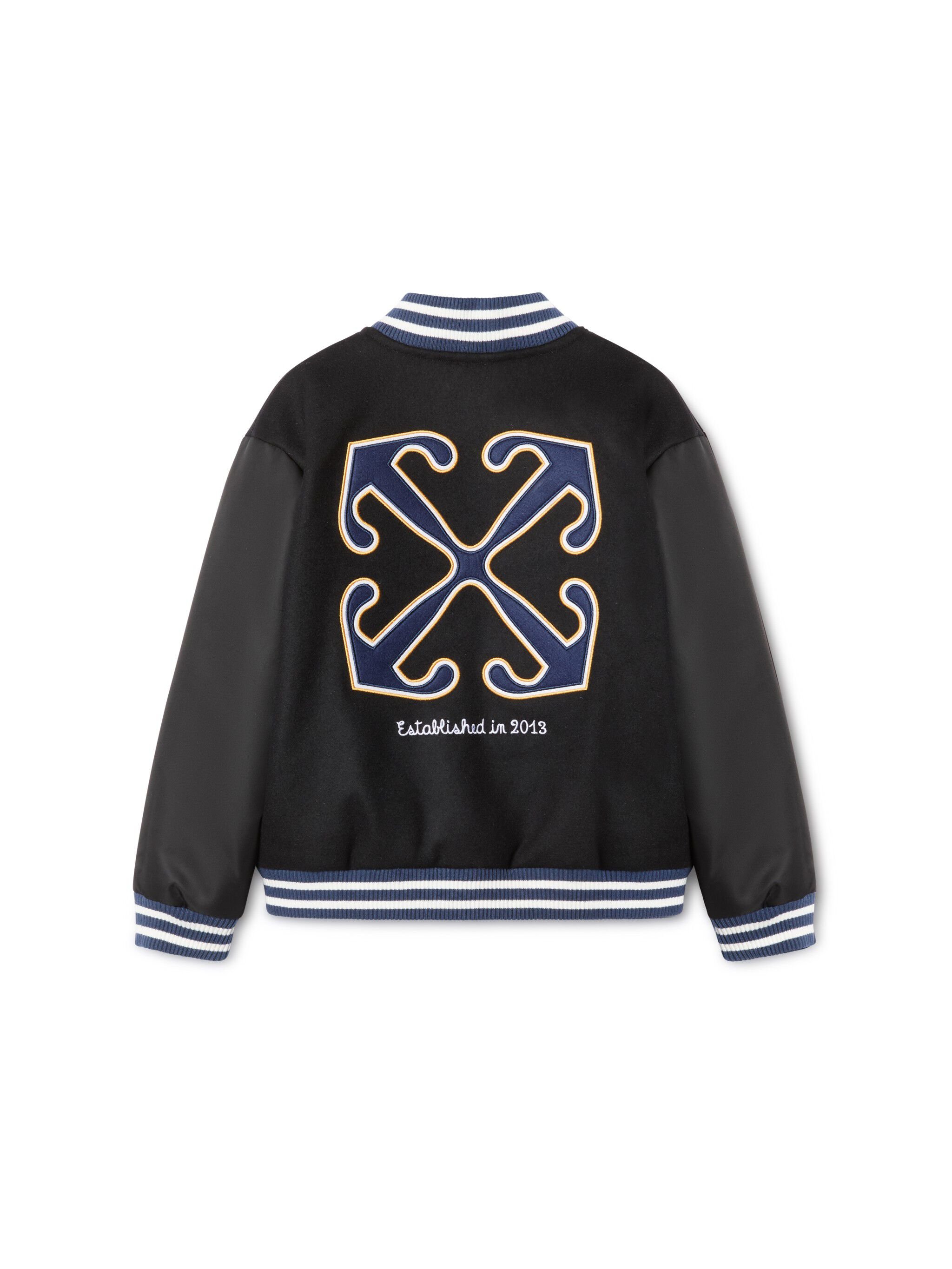 OFF WHITE Ow Patch Varsity Jacket BLACK OBEH001S25FAB003