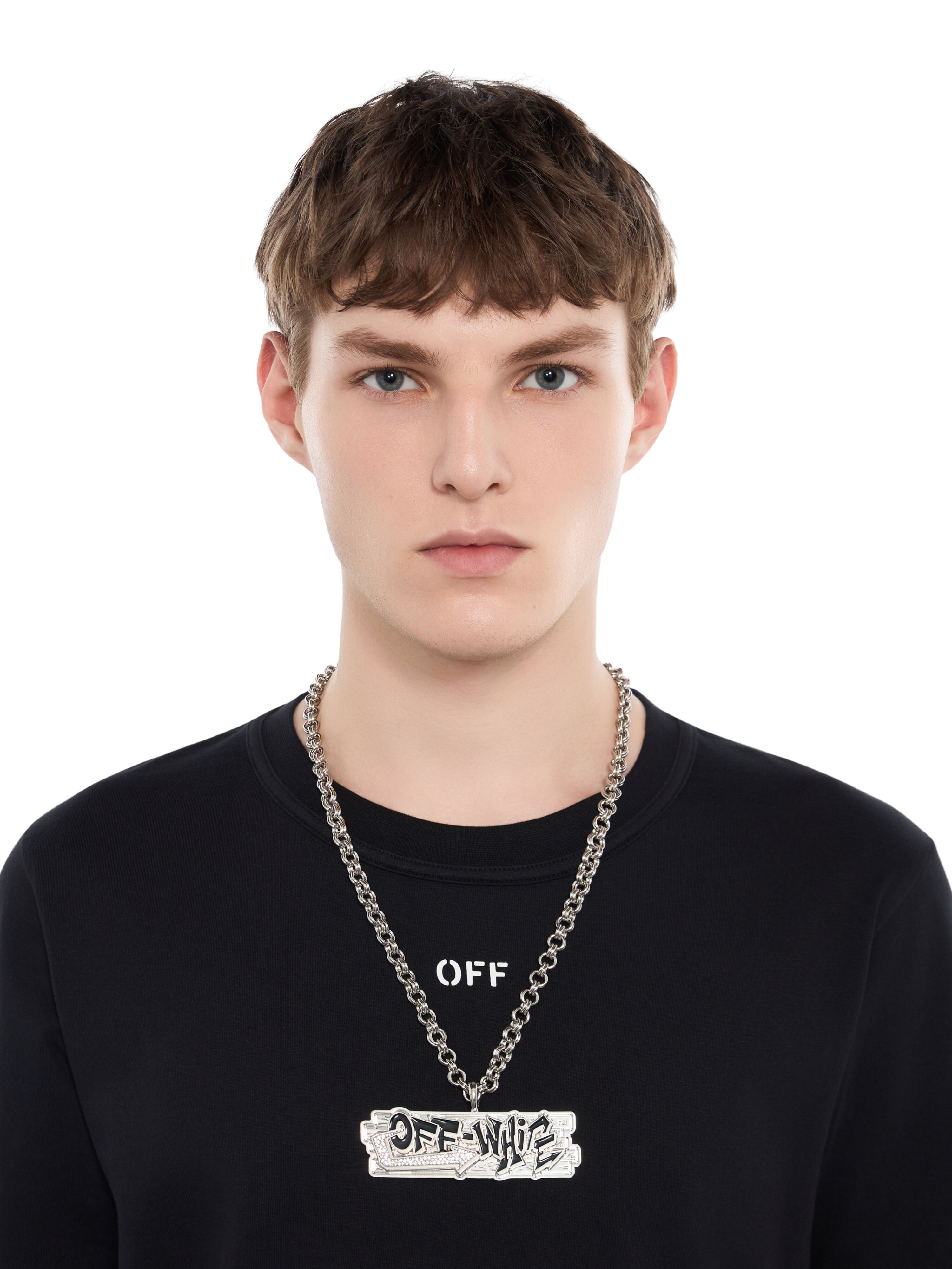 Bling Strass Wall Chain Necklace OFF WHITE Bling Strass Wall Chain Necklace SILVER - SILVER OMOB162S26MET001