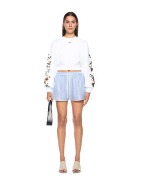 OFF WHITE Arrow Flowers Crop Crew Logo Sweatshirt WHITE - BLACK OWBA079F25FLE001