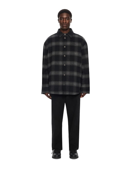 Flannel Wool Padded Overshirt Coat OFF WHITE Flannel Wool Padded Overshirt Coat BLACK 44MER09TF26F001