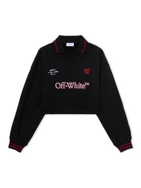 OFF WHITE SPORTY CROP POLO SWEATSHIRT BLACK-RED DAHLIA OWBA07BF25FLE001