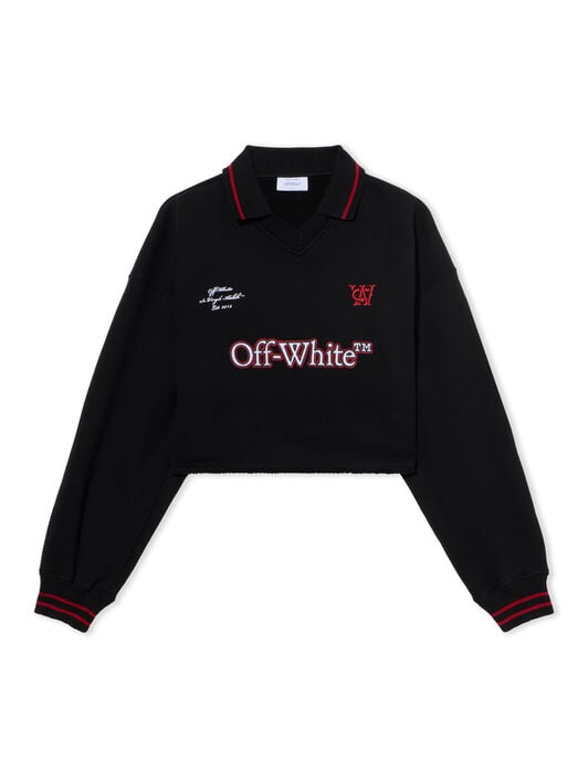 SPORTY CROP POLO SWEATSHIRT OFF WHITE SPORTY CROP POLO SWEATSHIRT BLACK-RED DAHLIA OWBA07BF25FLE001