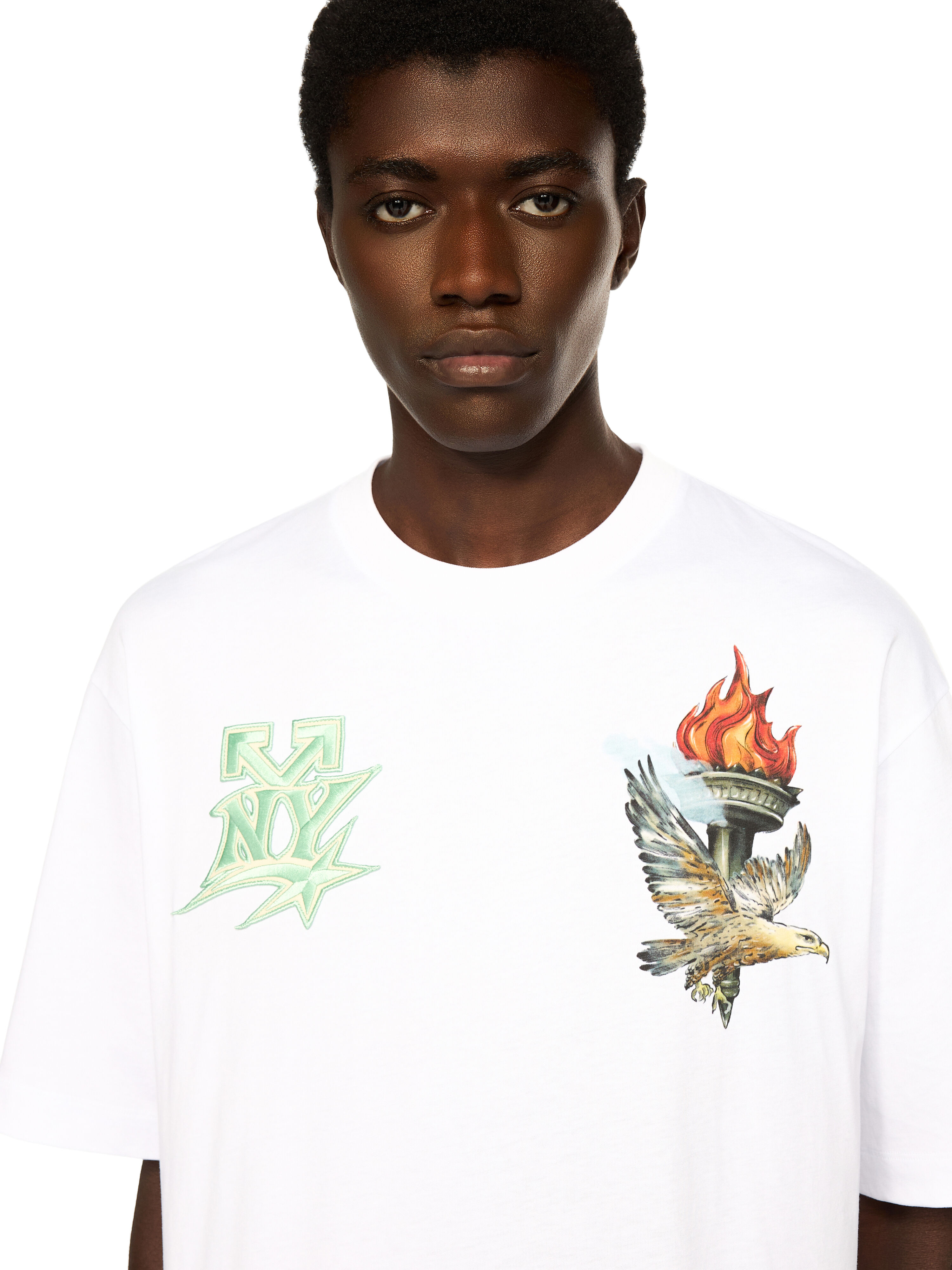 OFF WHITE OW x New York Liberty T-Shirt WHITE OMAA120G25JER00T