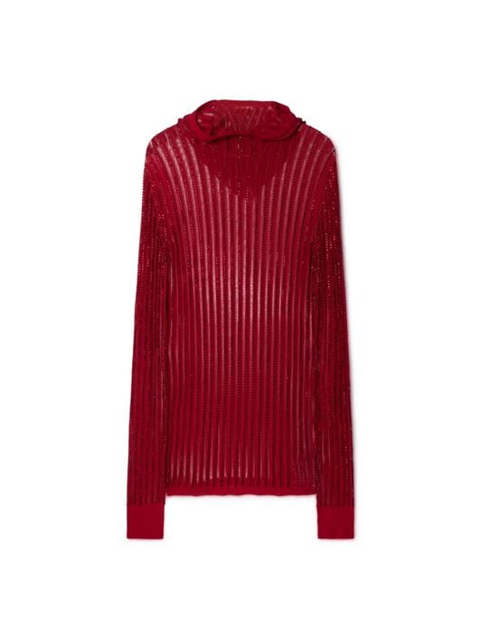 Crystal Light Rib Knit Hoodie OFF WHITE Crystal Light Rib Knit Hoodie RED OMHU032Z25KNI001