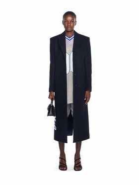 OFF WHITE Long Tailored Wool Coat BLUE IRIS-WHITE OWER02JF25FAB001