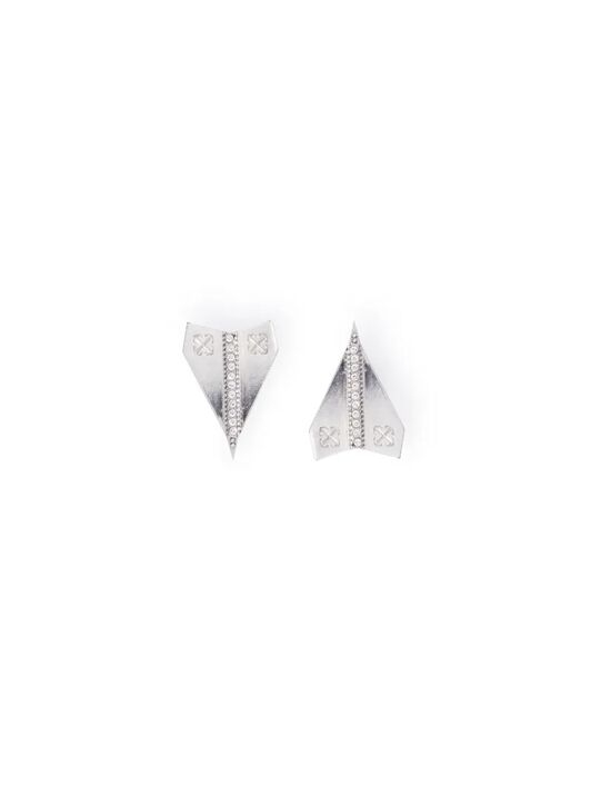 OFF WHITE Silberne Papierflugzeug-Ohrringe  OMOD11JZ25MET001