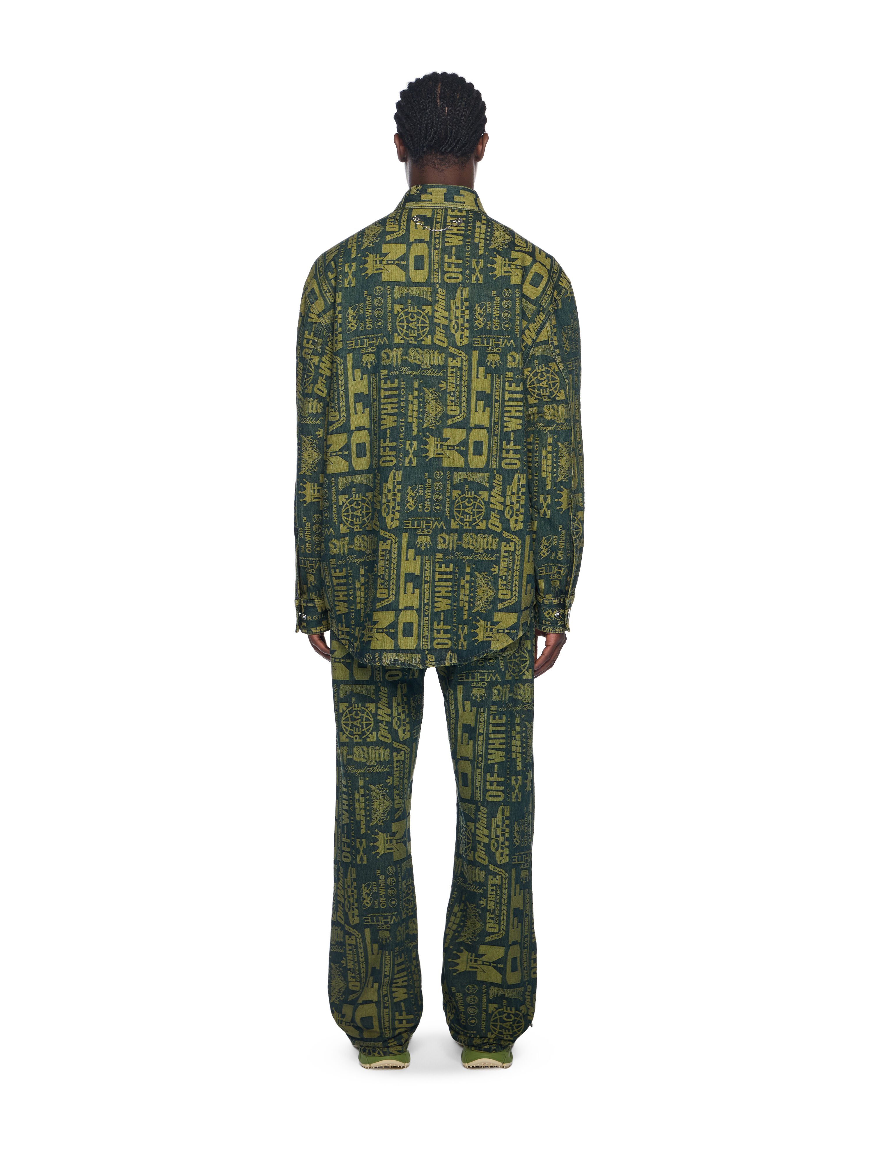 OFF WHITE Multilogo Jacquard Relaxed Jeans MULTILOGO - GREEN MOSS OMYA18JF25DEN005