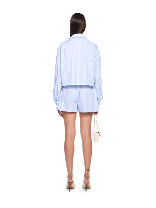 OFF WHITE Striped Poplin Shorts KENTUCKY BLUE-RED DAHLIA OWCB05JF25FAB001
