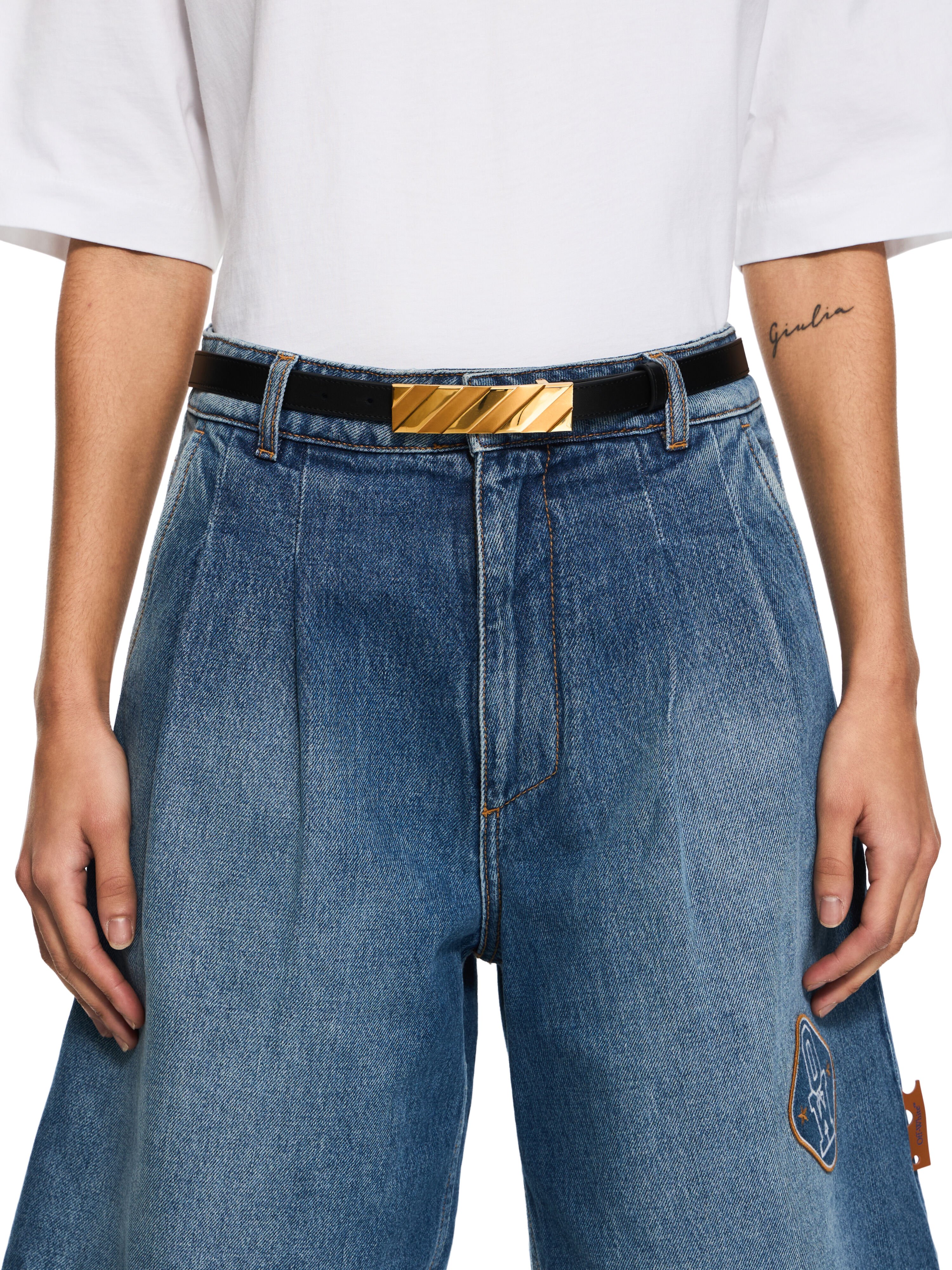 OFF WHITE Diagonal Belt 25Mm BLACK OWRB13ES26LEA001