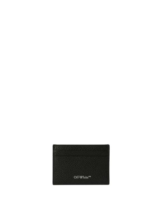 OFF WHITE Black Leather Diag Card Case BLACK OMND079C99LEA001