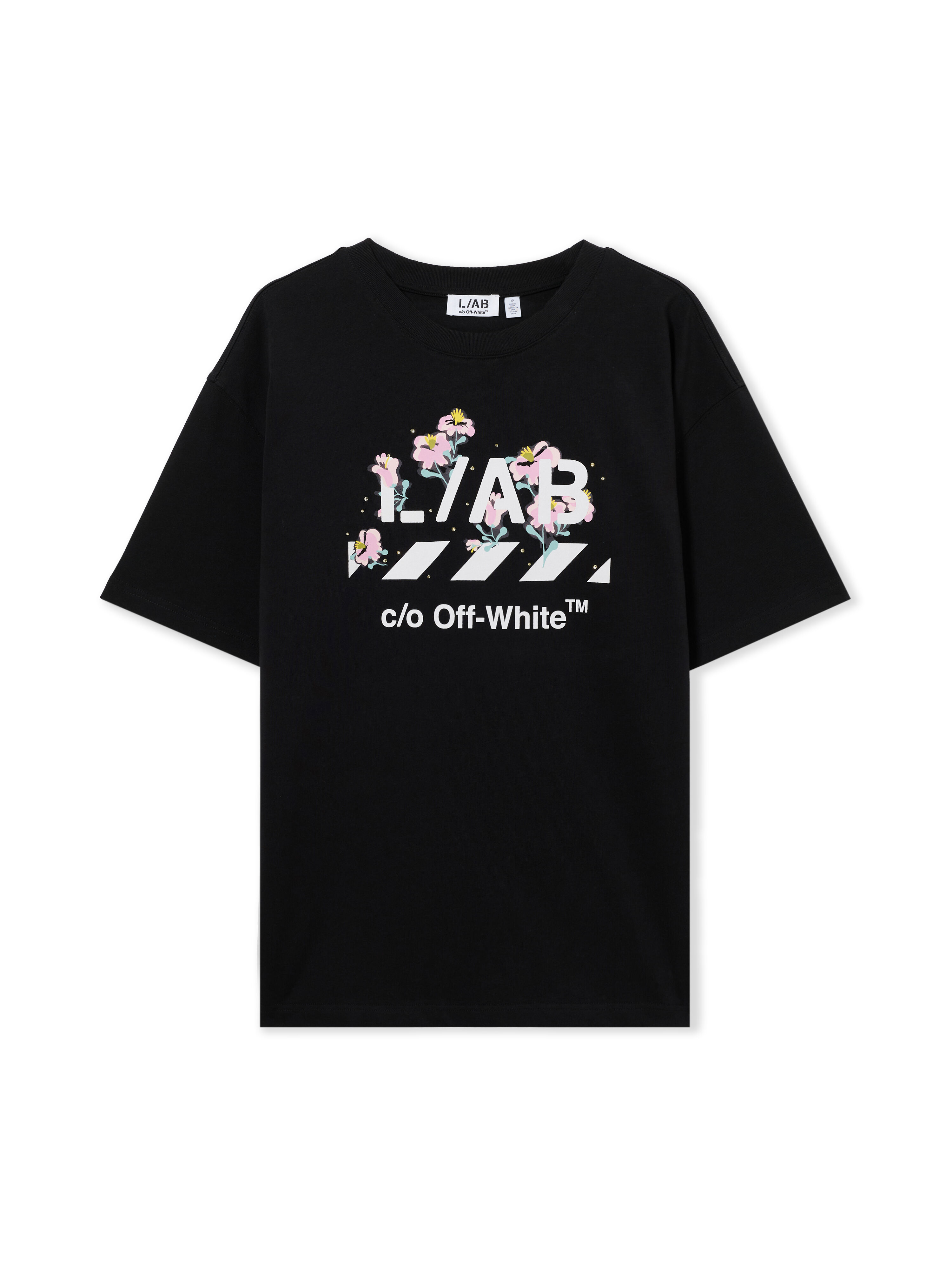 LAB L/AB Floral Diagonal Skate T-Shirt Black Night LABF2639A00035T