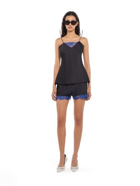 OFF WHITE Satin Lace Slip Camisole Black Nautical Blue 2FA00869T