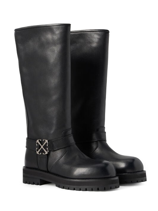 OFF WHITE Off Track High Boots BLACK - SILVER OWIE04OC99LEA001