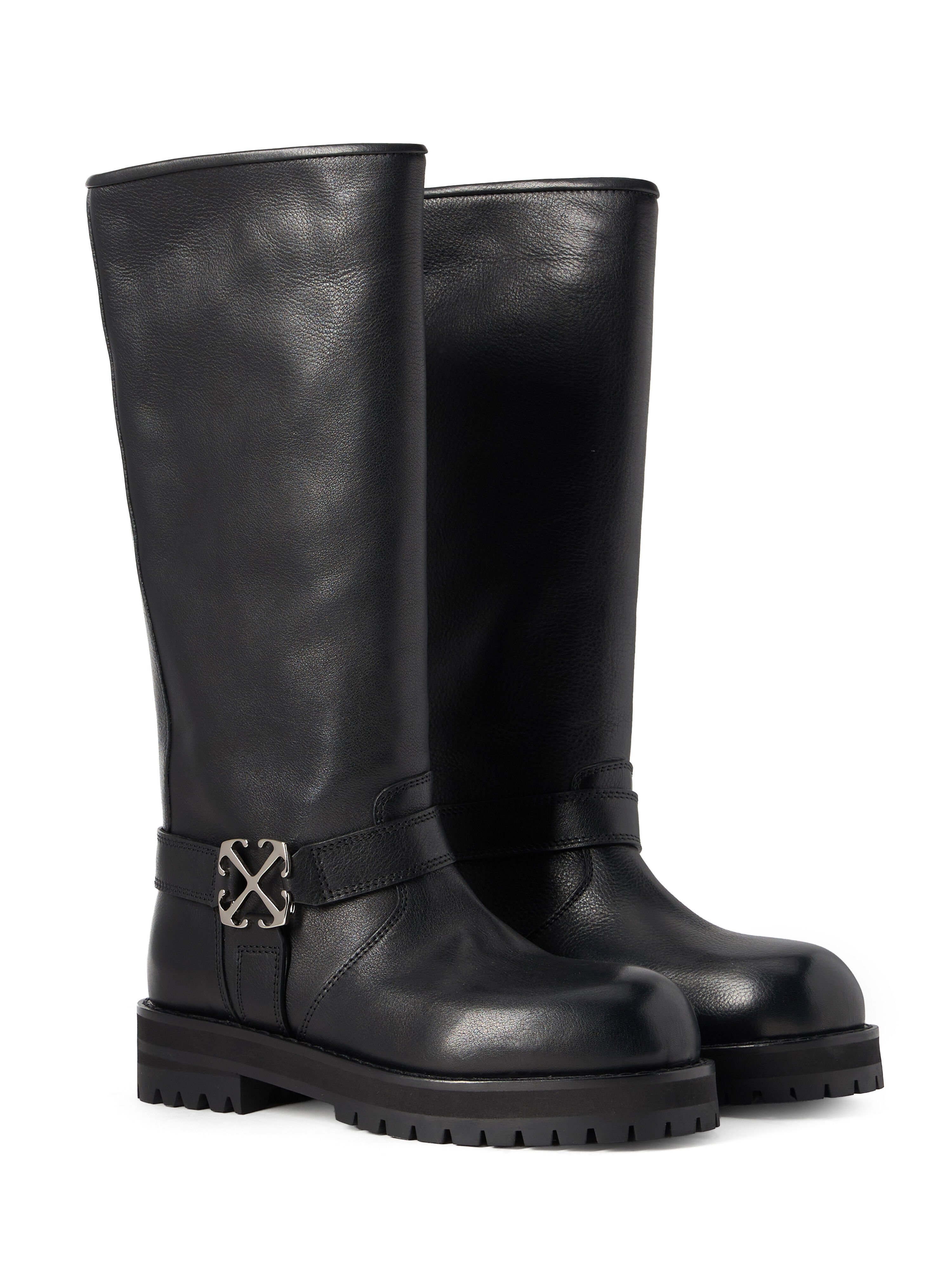 OFF WHITE Off Track High Boots BLACK - SILVER OWIE04OC99LEA001