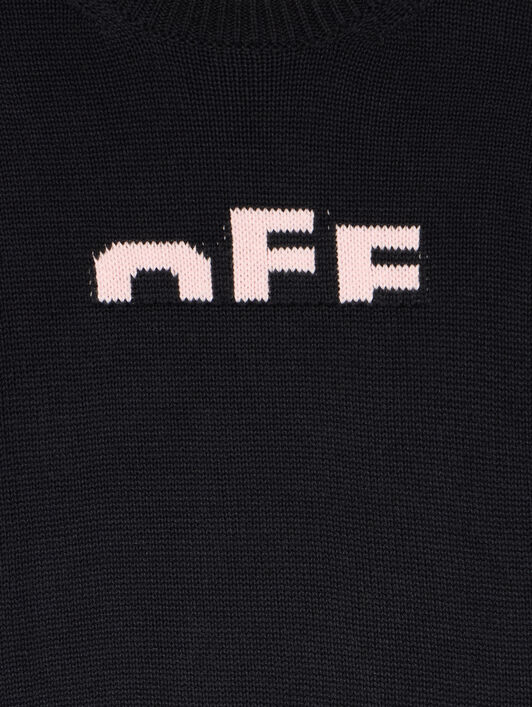 OFF WHITE Type Logo Sweater BLACK - SOFT PINK OGHE002F25KNI001