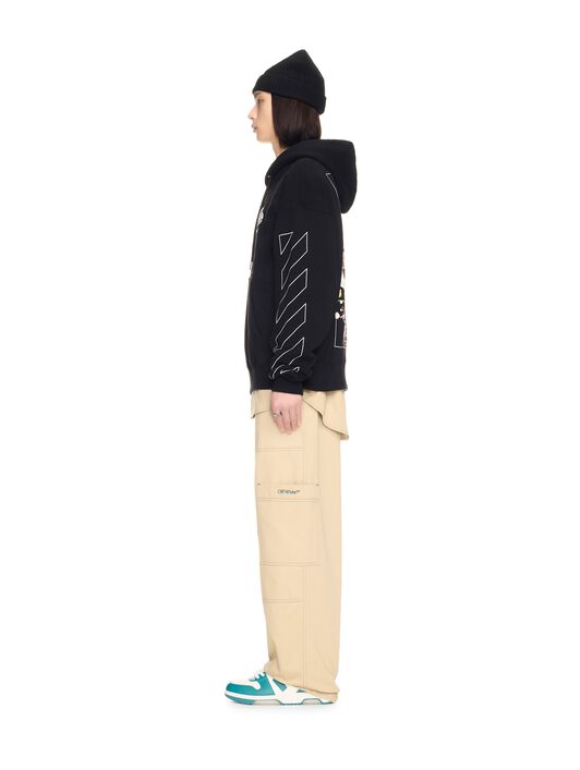 OFF WHITE Black Fresco Arrow Hoodie  OMBB085S25FLE005