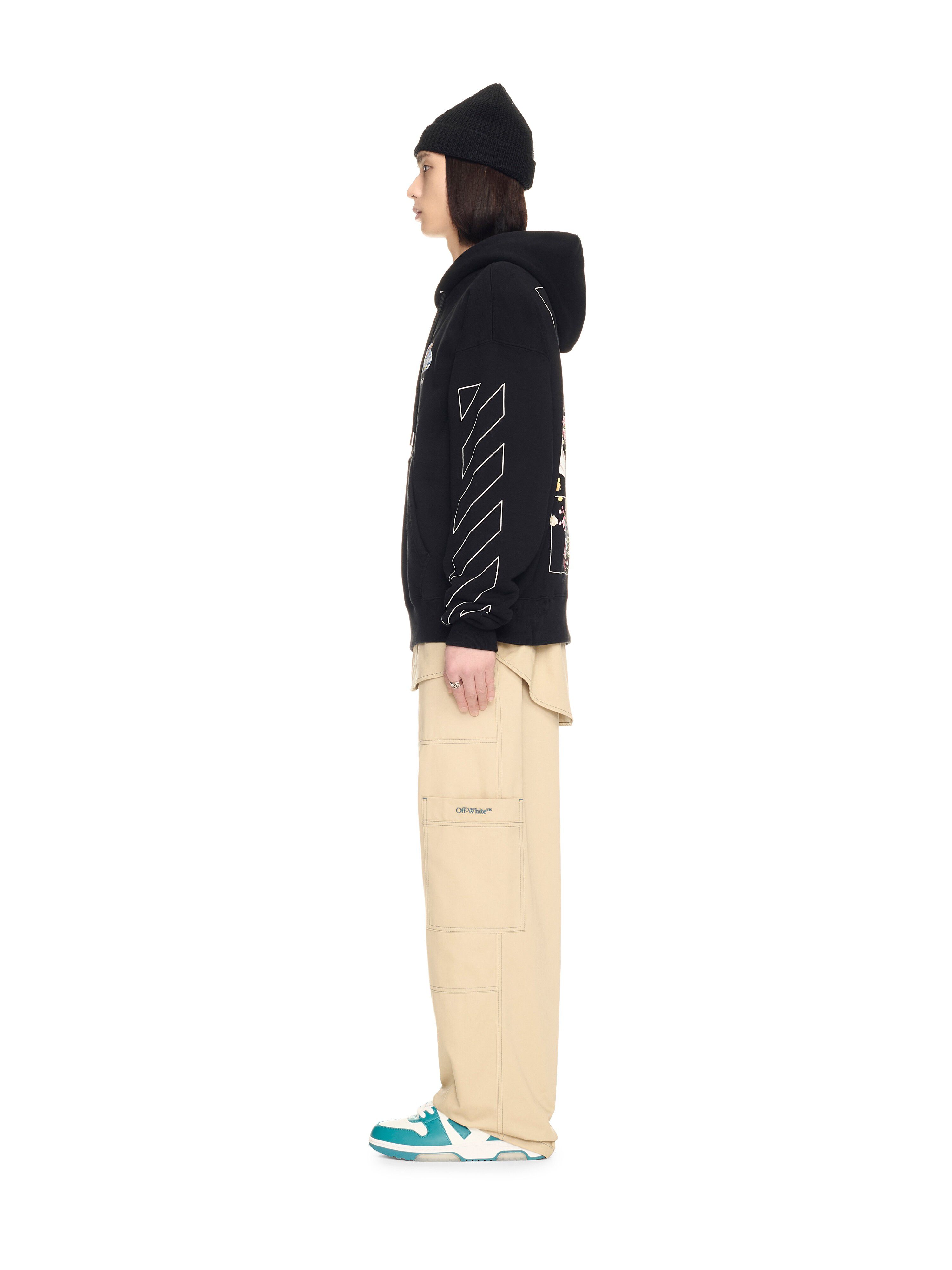 OFF WHITE Black Fresco Arrow Hoodie  OMBB085S25FLE005