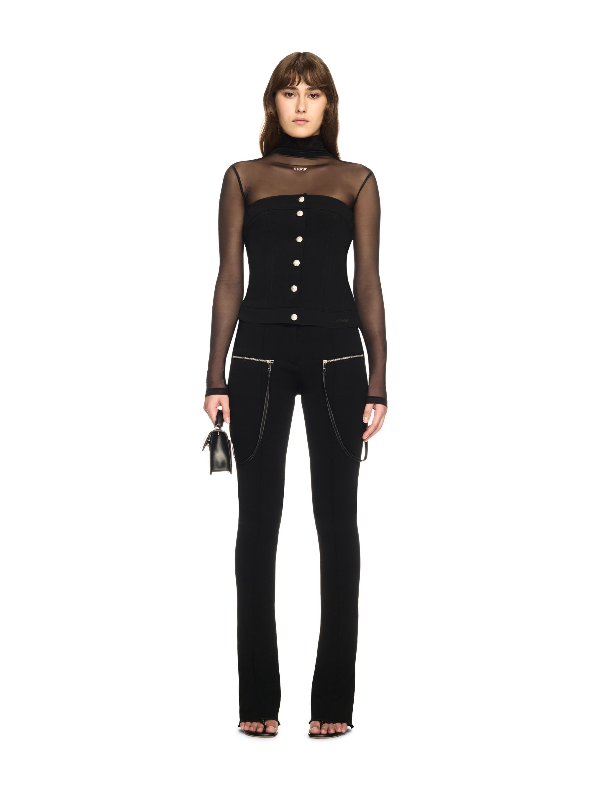OFF WHITE Black Jersey Corset Top BLACK OWAD25TS25JER001