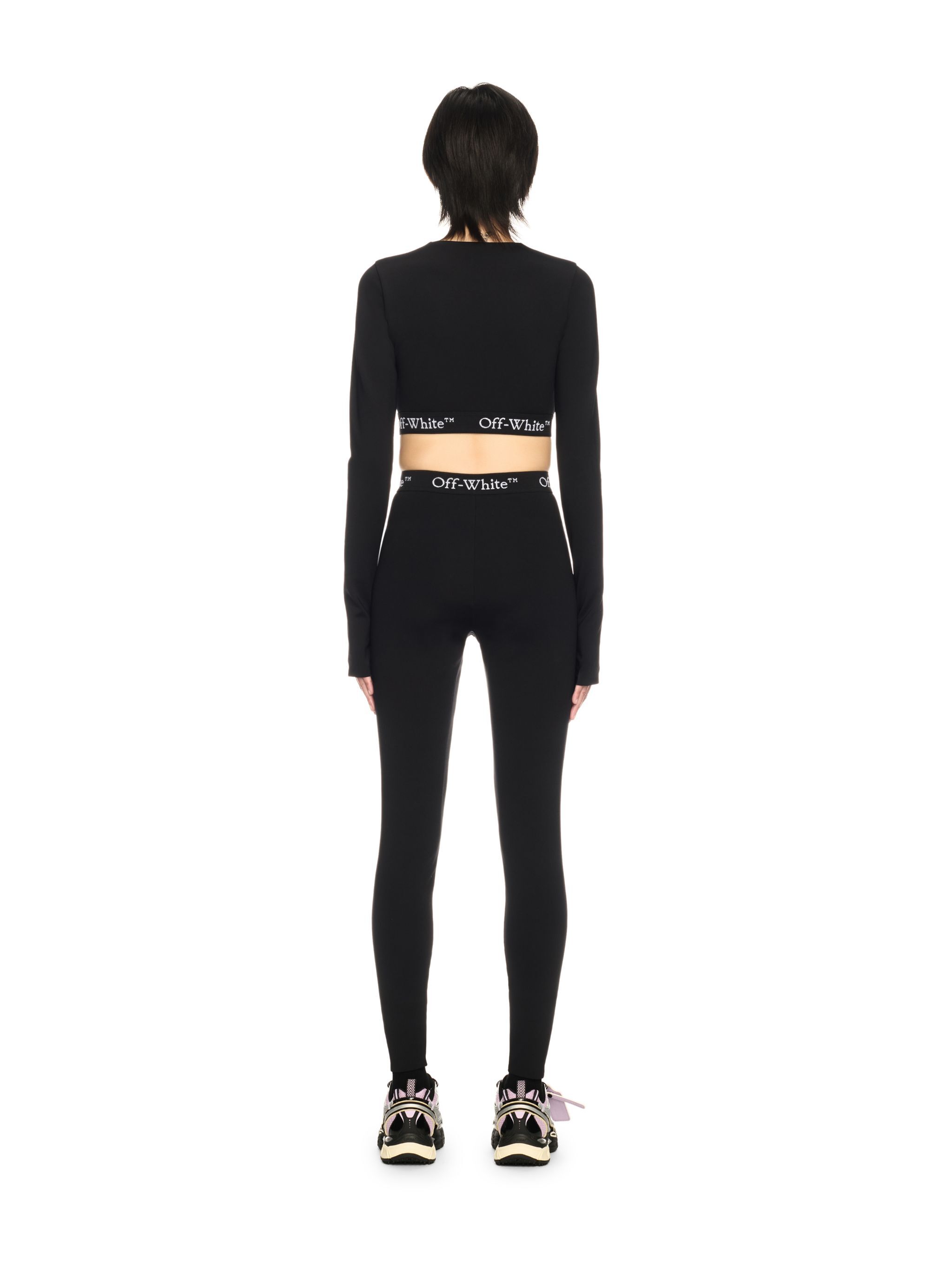 OFF WHITE Leggings Neri Con Banda Logata NERO OWVV003S25JER001