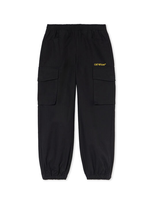 OFF WHITE Diagonal Cargo Logo Pants BLACK - YELLOW OBCF007F25FAB001