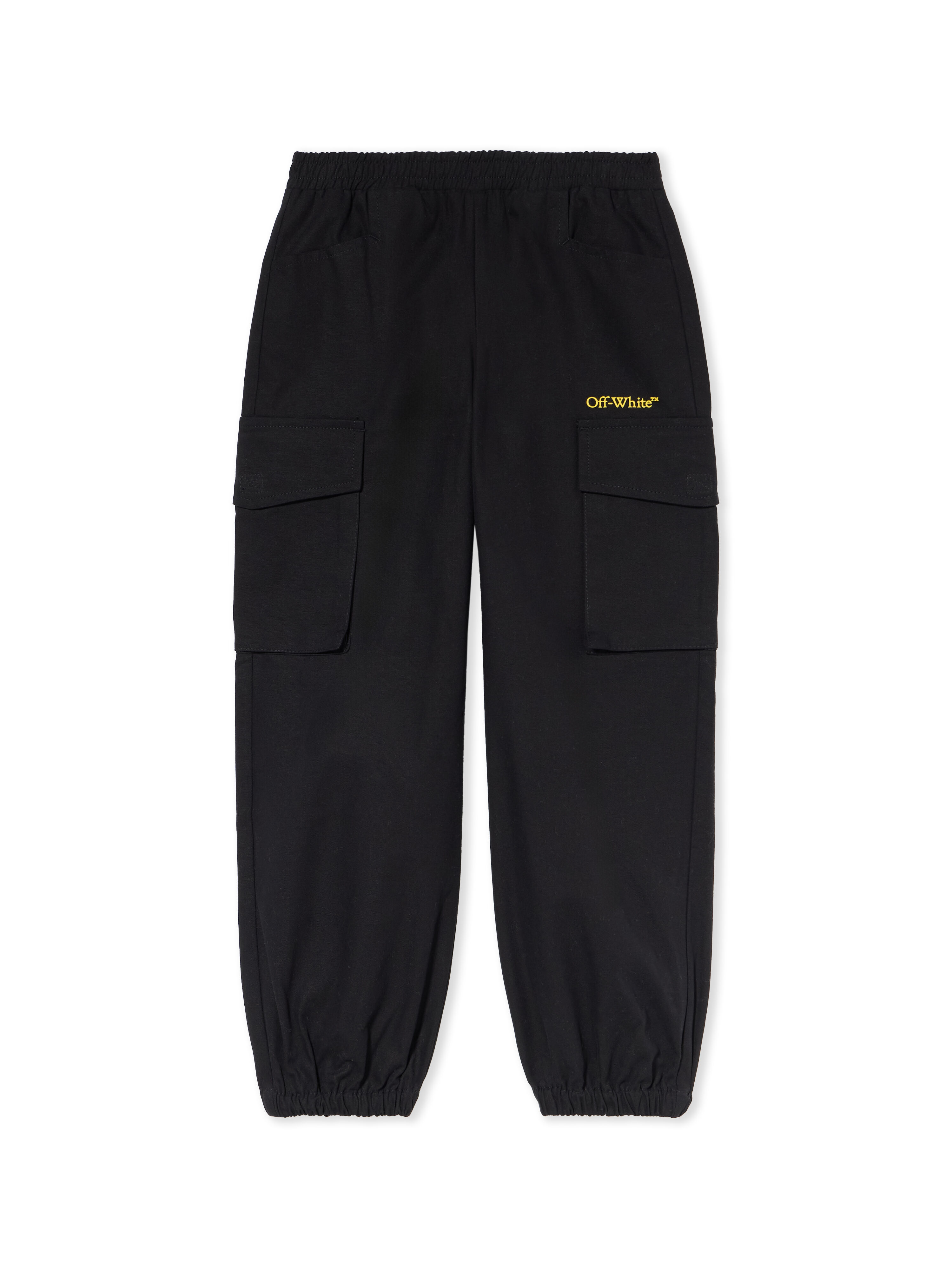 OFF WHITE Diagonal Cargo Logo Pants BLACK - YELLOW OBCF007F25FAB001
