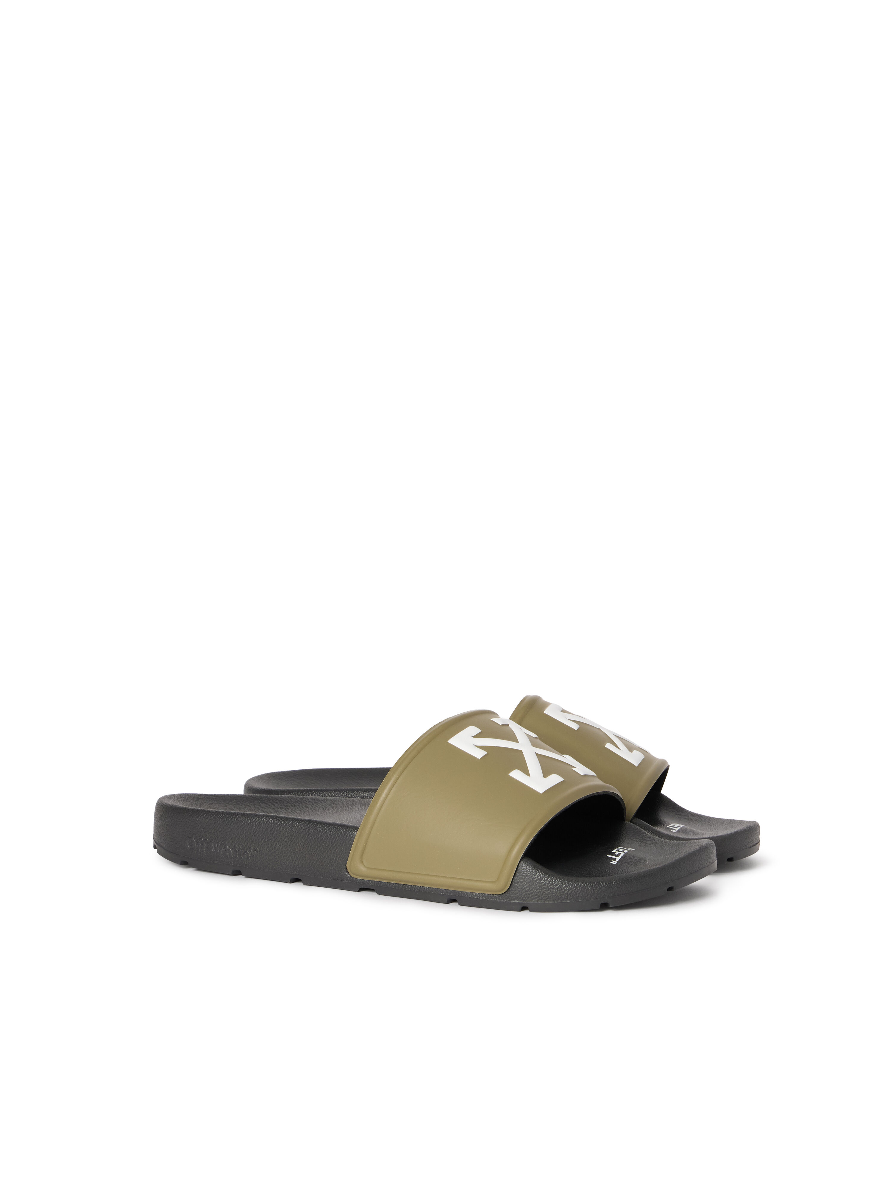 OFF WHITE Arrow Slider BLACK - OLIVE GREEN OMIU003S26MAT001