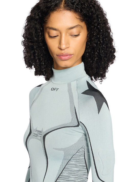 OFF WHITE Seamless Race Top MISTY BLUE-BLACK OWVO05SW25KNI001
