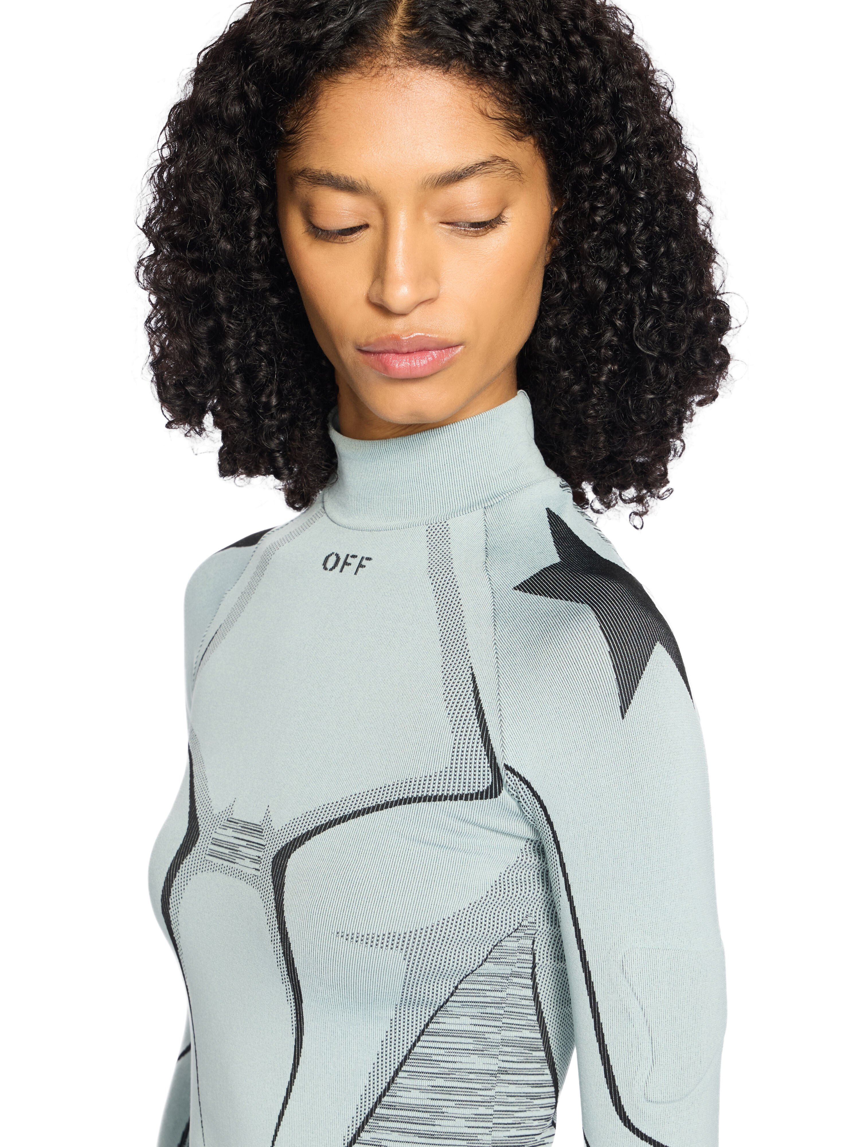 OFF WHITE Seamless Race Top MISTY BLUE-BLACK OWVO05SW25KNI001