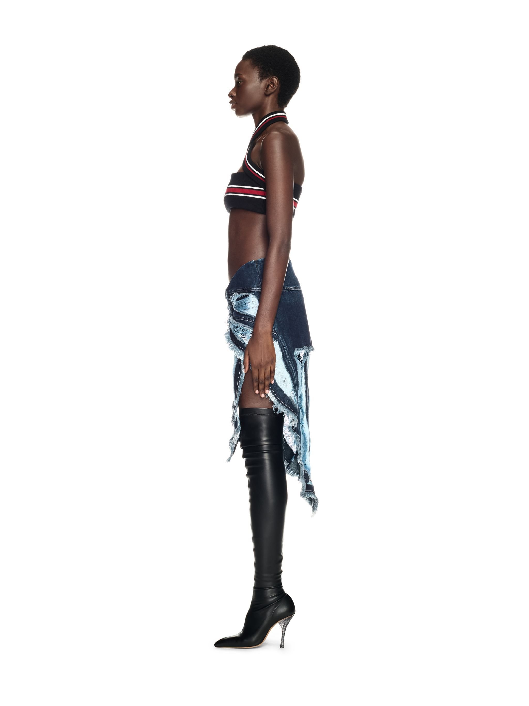 OFF WHITE Shredded Denim Skirt BLUE OWYF02BW24DEN001