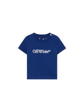 OFF WHITE Big Bookish Crackle Logo T-Shirt BLUE - WHITE OBXB001F25JER003
